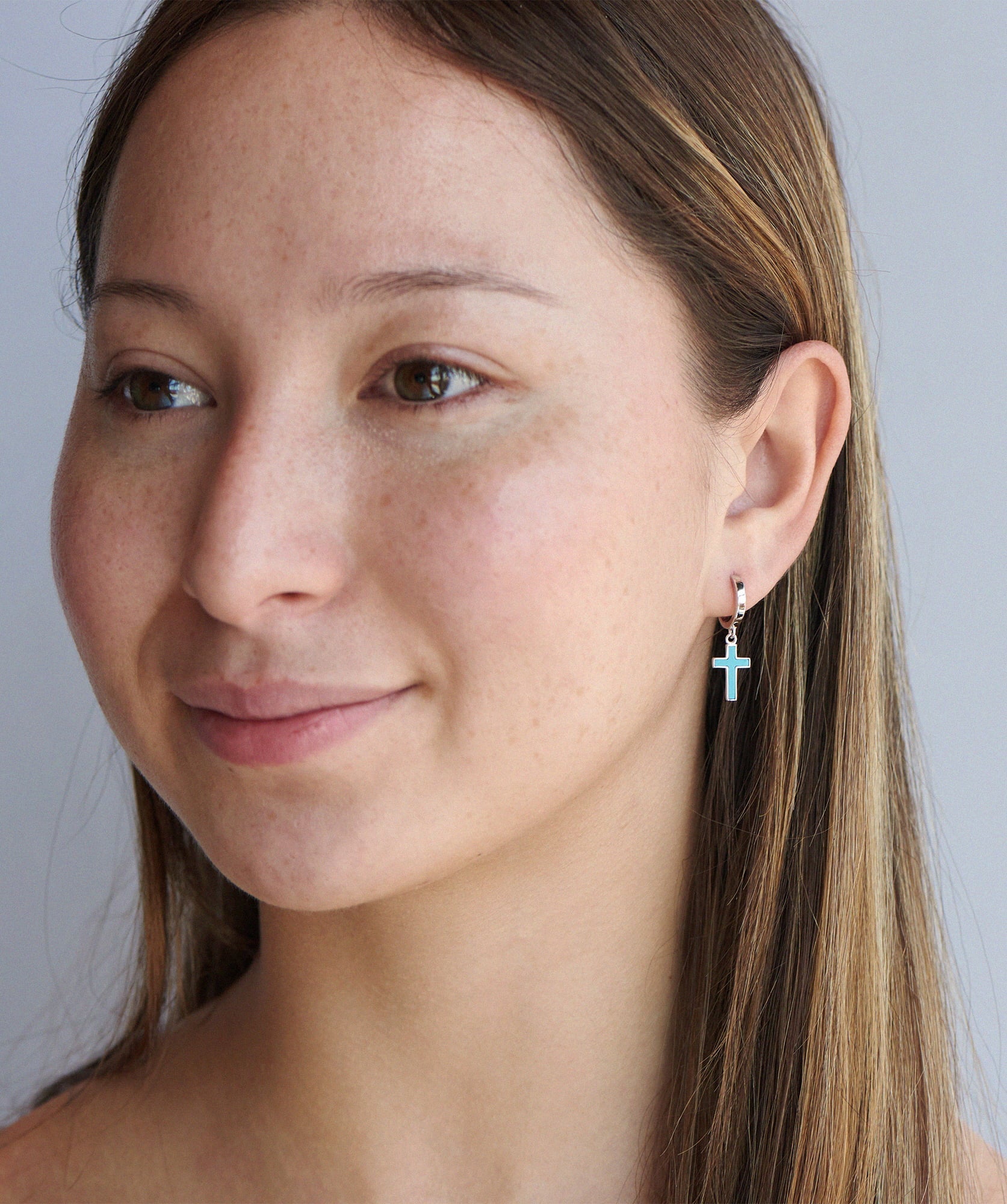 Lazio Turquoise Dangle Cross Earrings
