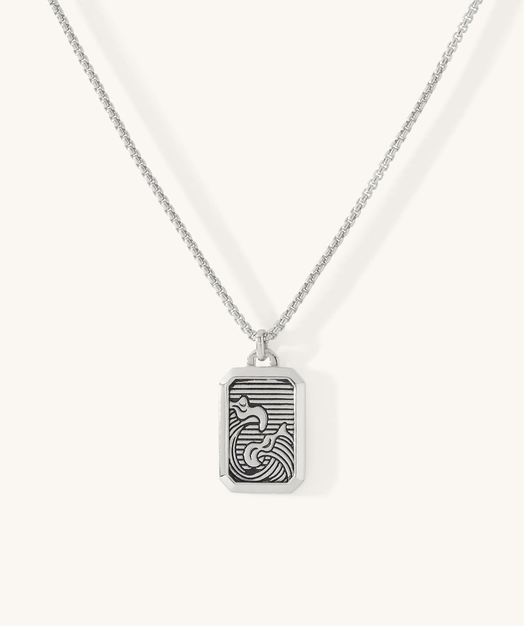 Oahu Wave Dog Tag Necklace
