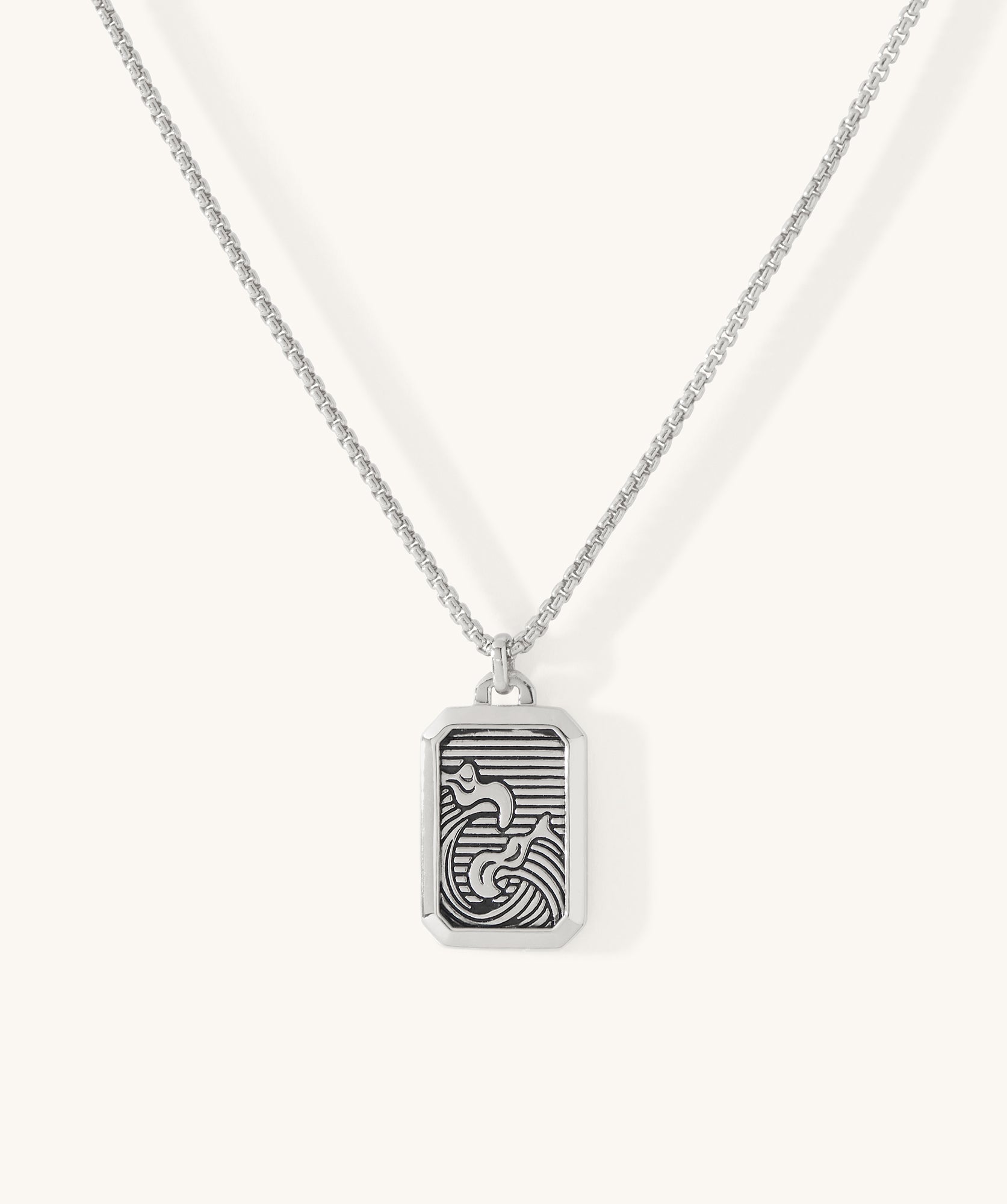 Oahu Wave Dog Tag Necklace